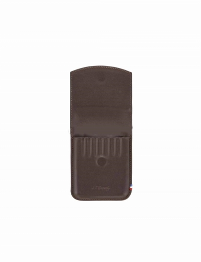 S.T. Dupont Brown Leather Cigarillo Case