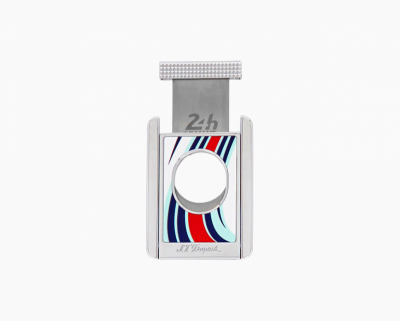 S.T. Dupont Le Mans silver blue cigar cutter & stand