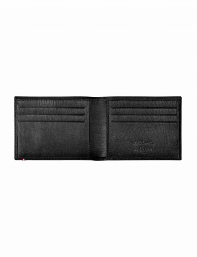 S.T. Dupont Line D black smooth leather wallet 6 credit cards