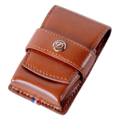 S.T. Dupont Line D brown smooth leather lighter case