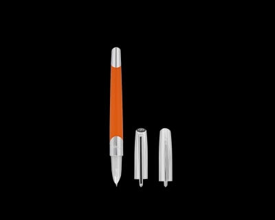 S.T Dupont Defi Millennium Silver & Mat Orange Fountain Pen