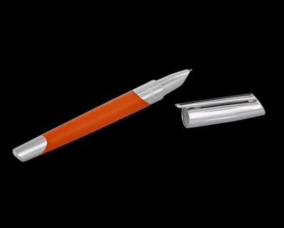 S.T Dupont Defi Millennium Silver & Mat Orange Fountain Pen