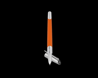 S.T Dupont Defi Millennium Silver & Mat Orange Fountain Pen