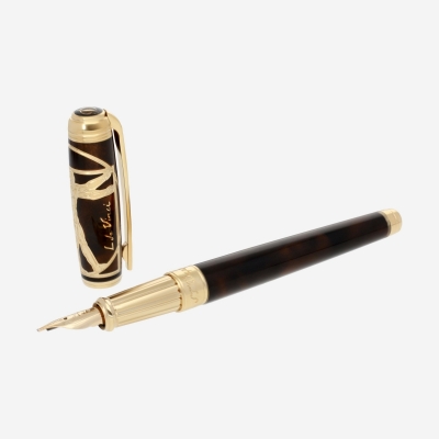 S.T. Dupont Line D Fountain Pen Prestige Brown Vitruvian Man