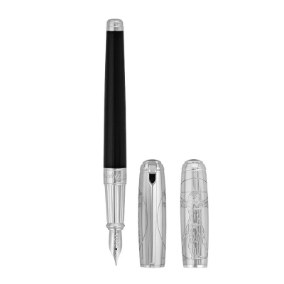 S.T. Dupont Line D Fountain Pen Premium Black Vitruvian Man
