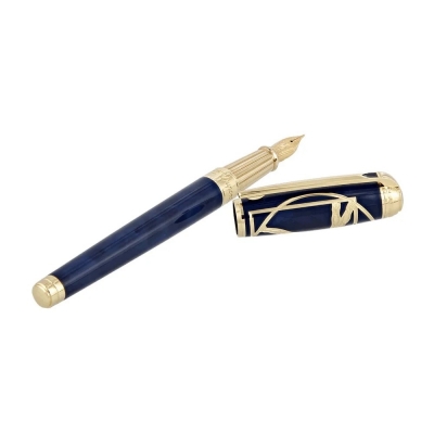 S.T. Dupont Line D Fountain Pen Prestige Blue Vitruvian Man