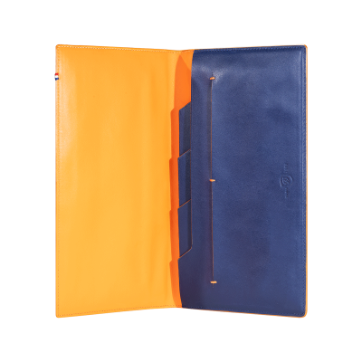 Line D blue & orange leather slim organizer