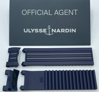 Ulysse Nardin strap navy blue & grey rubber for Marine Diver