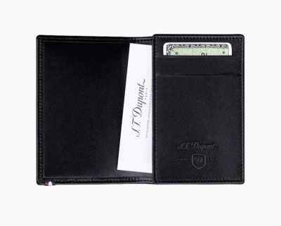 Line D black leather business card holder