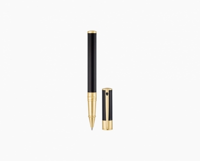 S.T. Dupont D-Initial rollerball pen black golden chrome finish