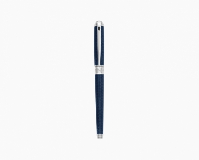 S.T. Dupont Line D fountain pen guilloche under blue lacquer medium