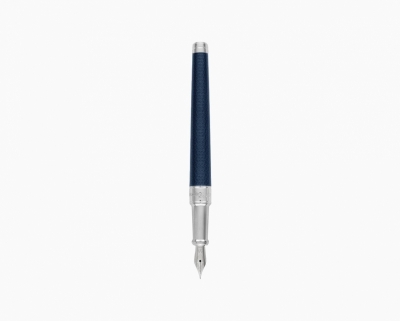 S.T. Dupont Line D fountain pen guilloche under blue lacquer medium