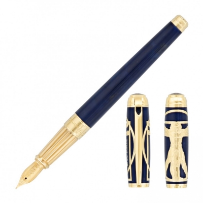 S.T. Dupont Line D Fountain Pen Prestige Blue Vitruvian Man